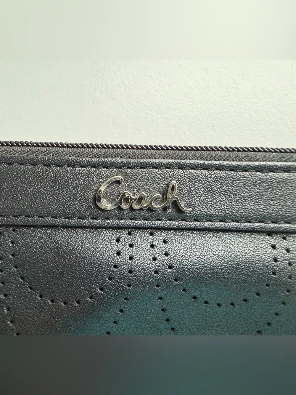 Vintage Coach Signature Perforated Leather Wristlet